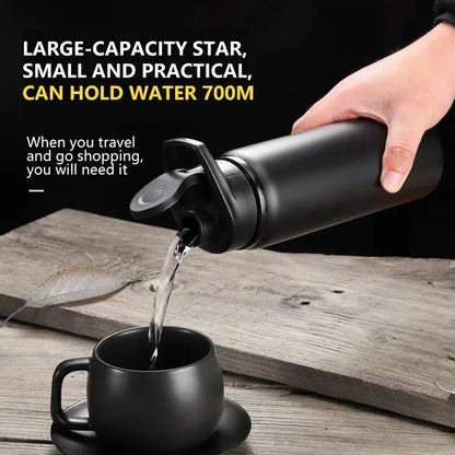 304 Stainless Steel 700Ml Reusable Water Bottle Leakproof Direct Drink Cycling Outdoor Sports Cold Water Cup Metal Travel Bottle